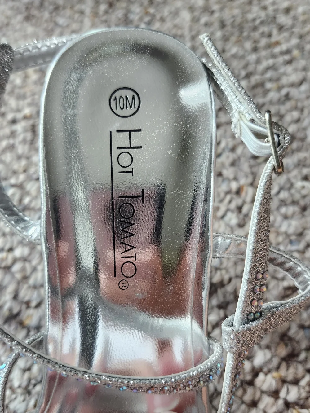 Hot Tomato Silver Crystal-Strap Evening Heels